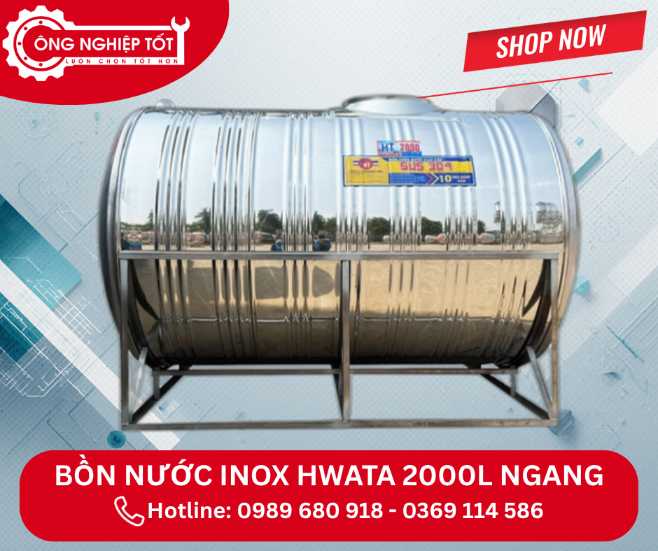 Địa chỉ mua Bồn Nước Inox Hwata 2000L Ngang chính hãng, giá tốt